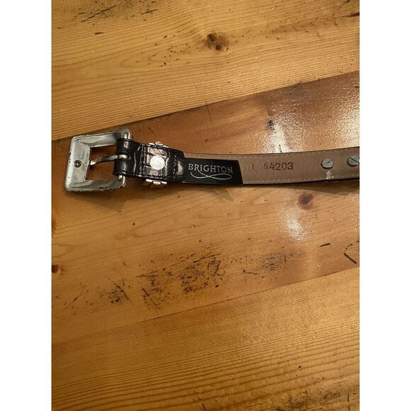 Brighton Ladies Black Reptile Belt with Decorative Links, 44203 Large Two Tone - Picture 2 of 9